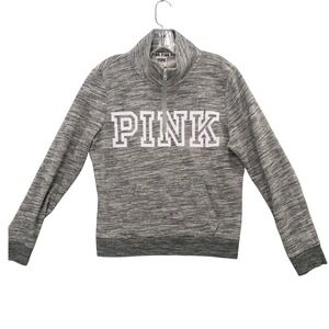 PINK Victoria's Secret Pullover Quarter Zip Sweatshirt Heather‎ Gray M/L